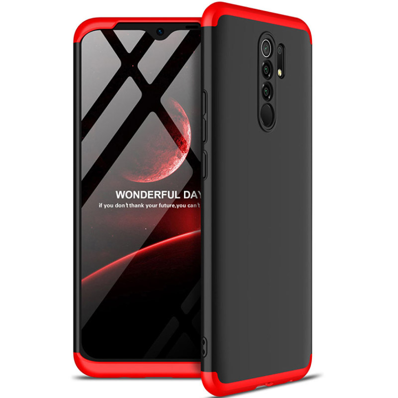 Пластиковая накладка GKK LikGus 360 градусов (opp) для Xiaomi Redmi 9 (Черный / Красный)