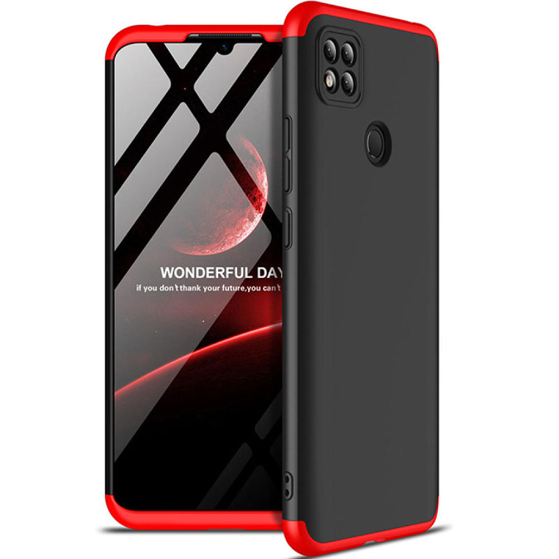 Пластиковая накладка GKK LikGus 360 градусов (opp) для Xiaomi Redmi 9C (Черный / Красный)