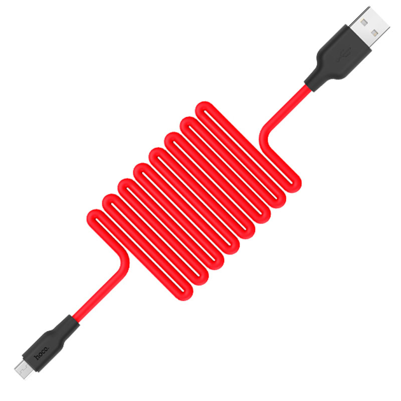 Дата кабель Hoco X21 Silicone MicroUSB Cable (1m) (Черный / Красный)