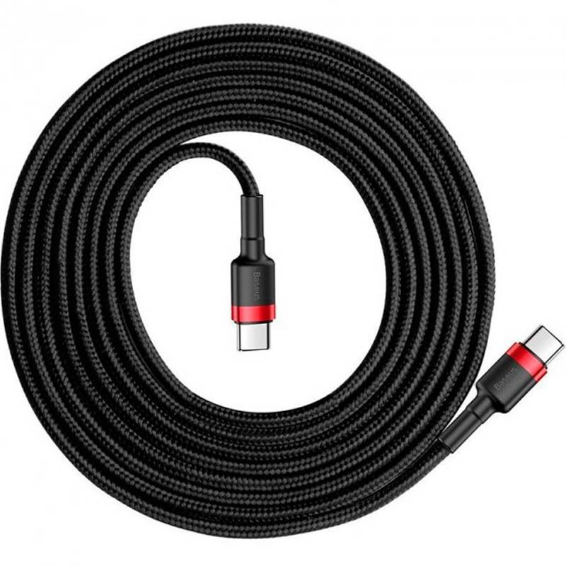 Фото Дата кабель Baseus Cafule Type-C to Type-C Cable PD 2.0 60W (1m) (CATKLF-G) Черный / Красный в магазине onecase.com.ua