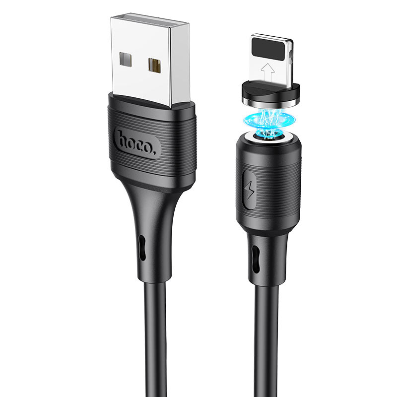 Дата кабель Hoco X52 "Sereno magnetic" USB to Lightning (1m) (Чорний)