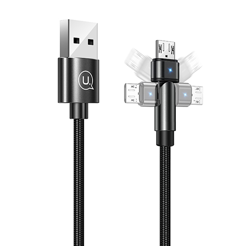 Дата кабель USAMS US-SJ478 U60 Rotatable USB to MicroUSB (1m) (Черный)