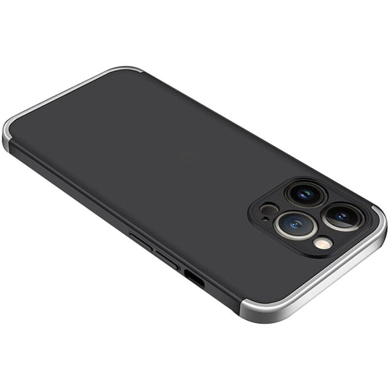 Пластиковая накладка GKK LikGus 360 градусов (opp) для Apple iPhone 13 Pro (6.1") (Черный / Серебряный)