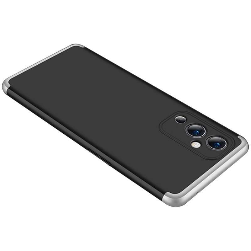 Пластиковая накладка GKK LikGus 360 градусов (opp) для OnePlus 9 (Черный / Серебряный)