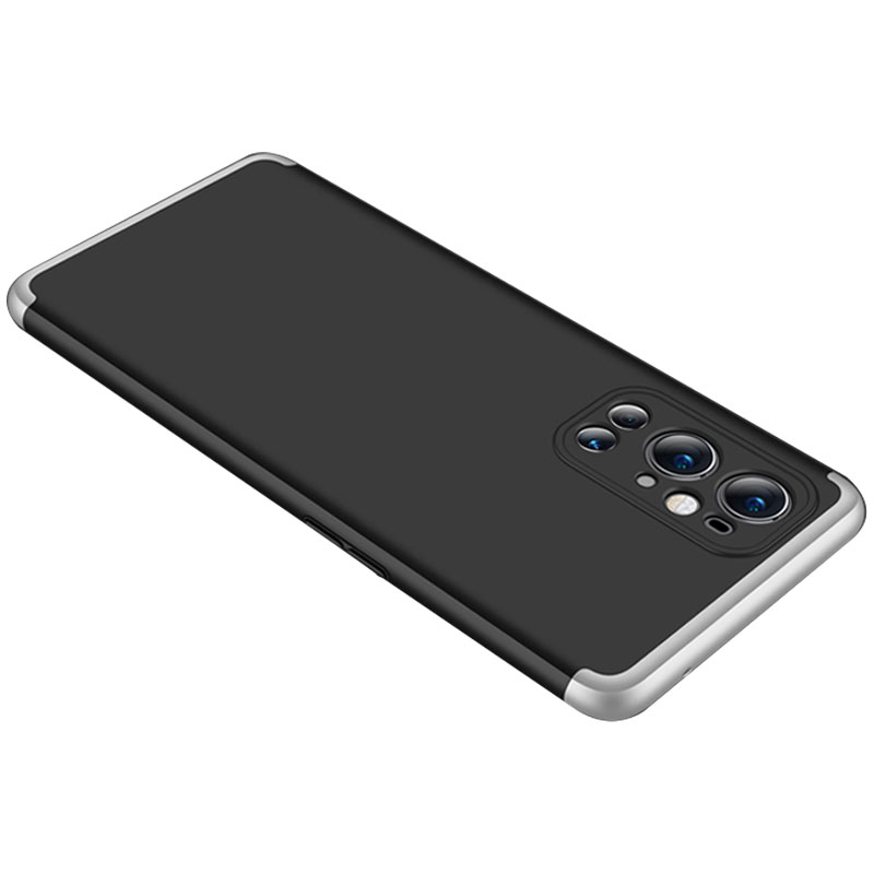 Пластиковая накладка GKK LikGus 360 градусов (opp) для OnePlus 9 Pro (Черный / Серебряный)