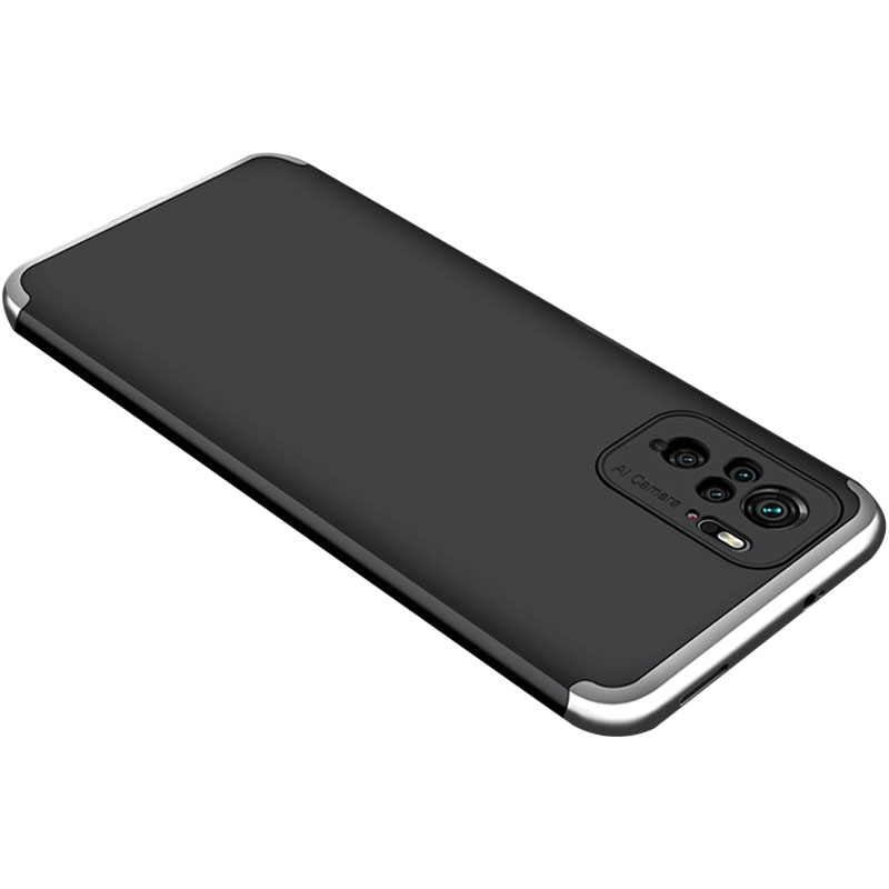 Пластиковая накладка GKK LikGus 360 градусов (opp) для Xiaomi Redmi Note 10s (Черный / Серебряный)