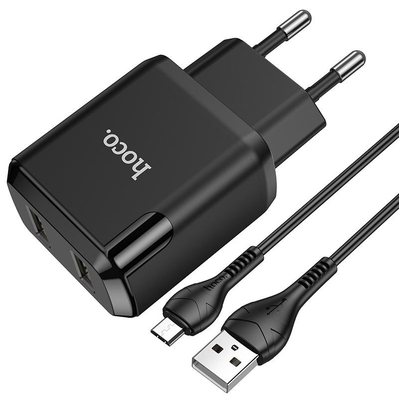СЗУ HOCO N7 (2USB/2,1A) + USB - MicroUSB Черный на onecase.com.ua