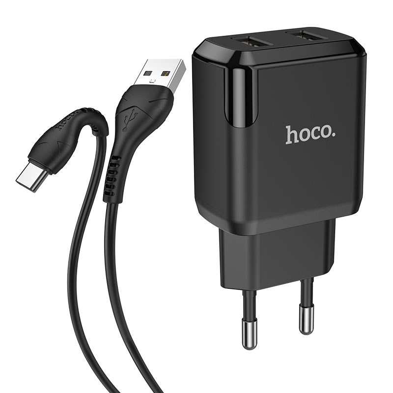Фото СЗУ HOCO N7 (2USB/2,1A) + USB - Type-C Черный в магазине onecase.com.ua