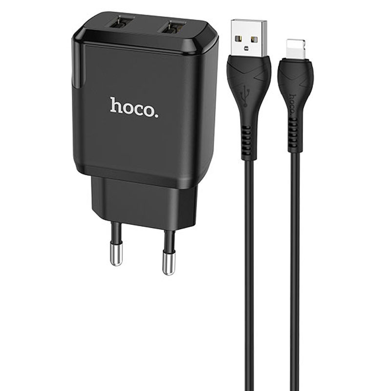 СЗУ HOCO N7 (2USB/2,1A) + USB - Lightning (Черный)