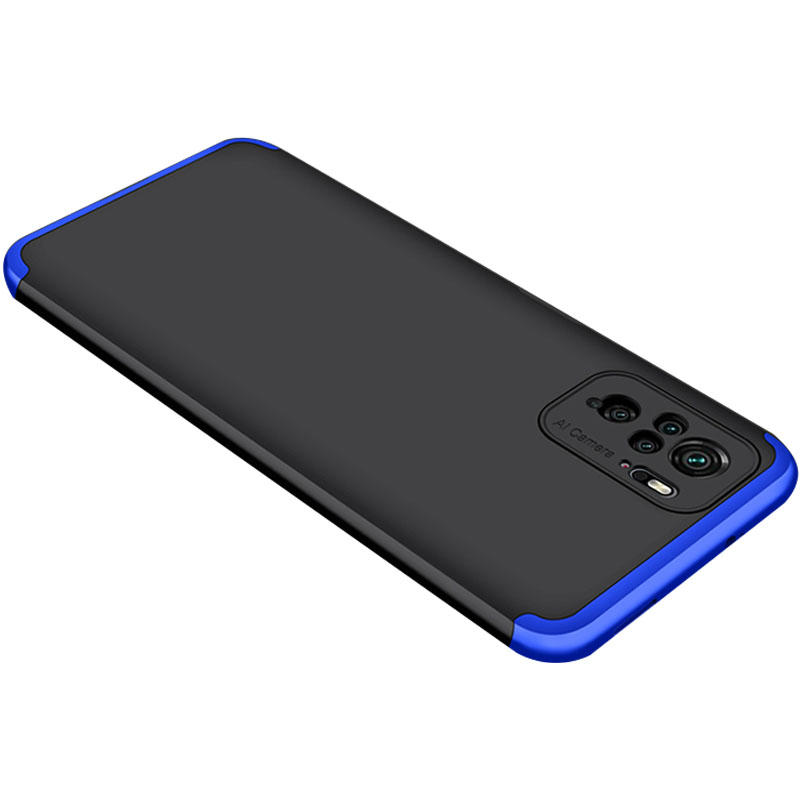 Пластиковая накладка GKK LikGus 360 градусов (opp) для Xiaomi Redmi Note 10 / Note 10s (Черный / Синий)