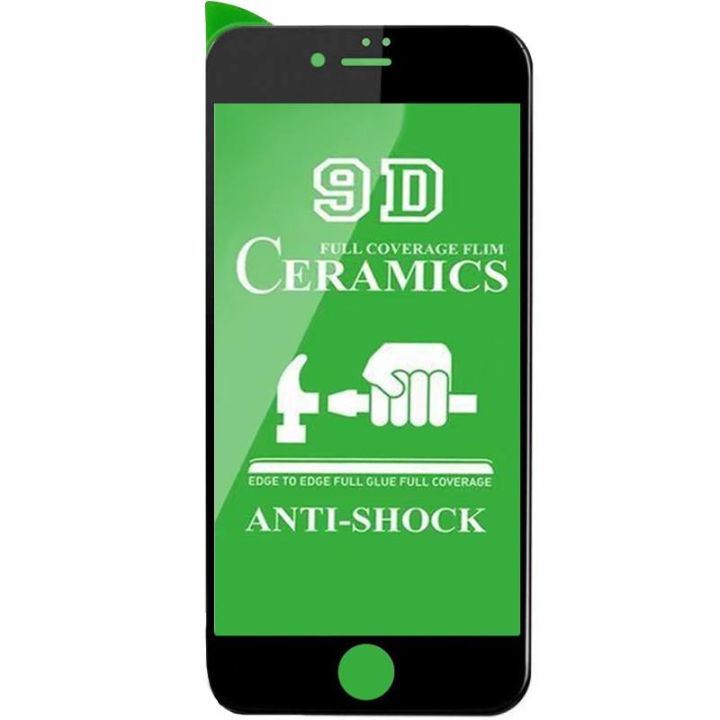 Защитная пленка Ceramics 9D (без упак.) для Apple iPhone 6/6s / 7 / 8 / SE (2020) (4.7") (Черный)