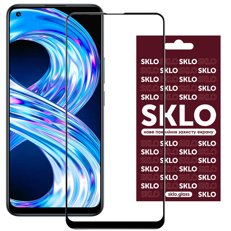 Защитное стекло SKLO 3D (full glue) для Realme 8 / 8 Pro (Черный)