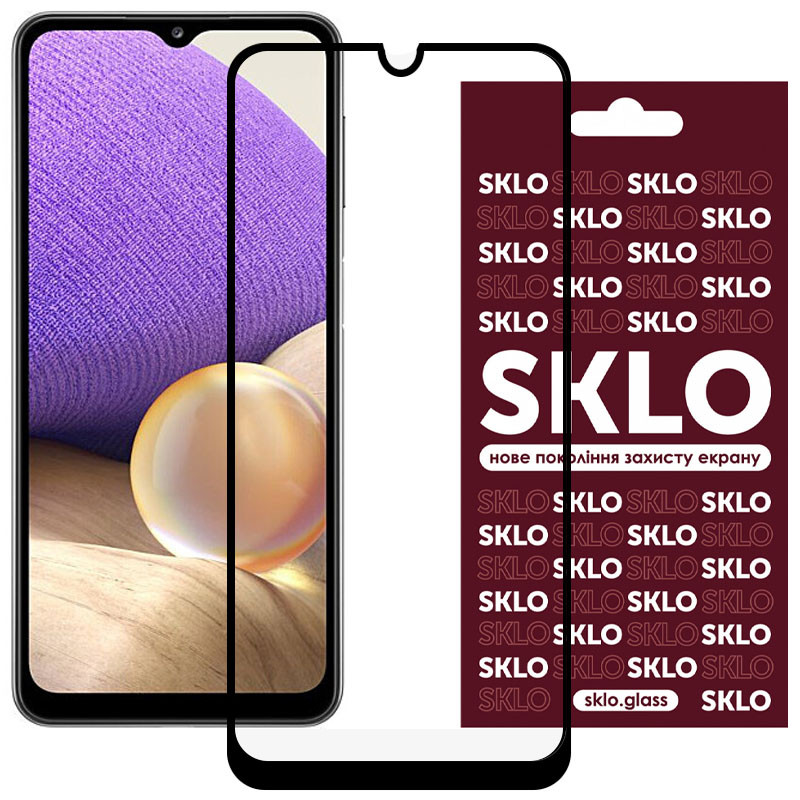 Захисне скло SKLO 3D (full glue) для Samsung Galaxy A22 4G (Чорний)