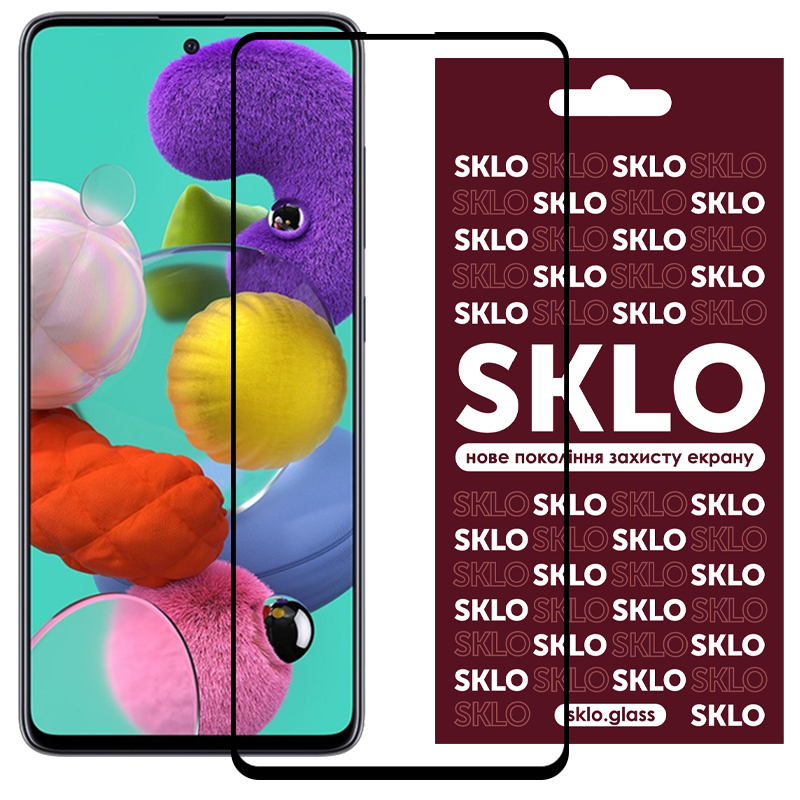 Захисне скло SKLO 3D (full glue) для Samsung Galaxy A51 (Чорний)