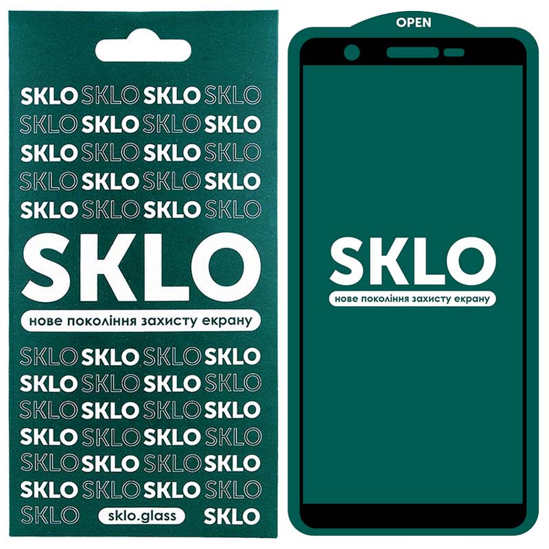 Защитное стекло SKLO 5D (full glue) для Samsung Galaxy A01 Core (Черный)