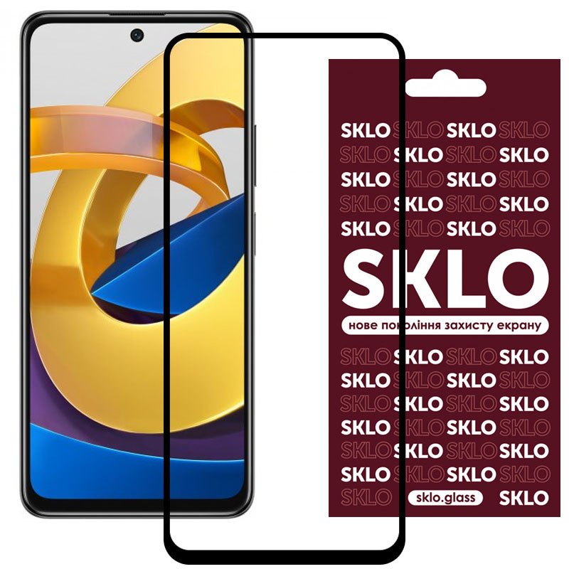 Защитное стекло SKLO 3D (full glue) для Xiaomi Poco M4 Pro 5G (Черный)