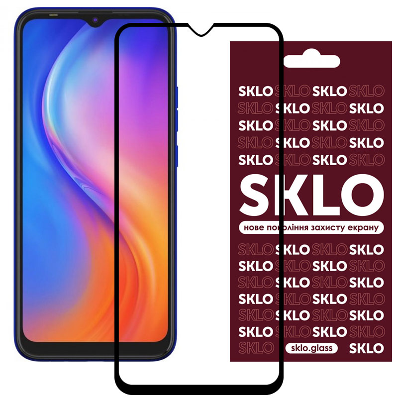 Защитное стекло SKLO 3D (full glue) для TECNO Spark 6 Go (Черный)