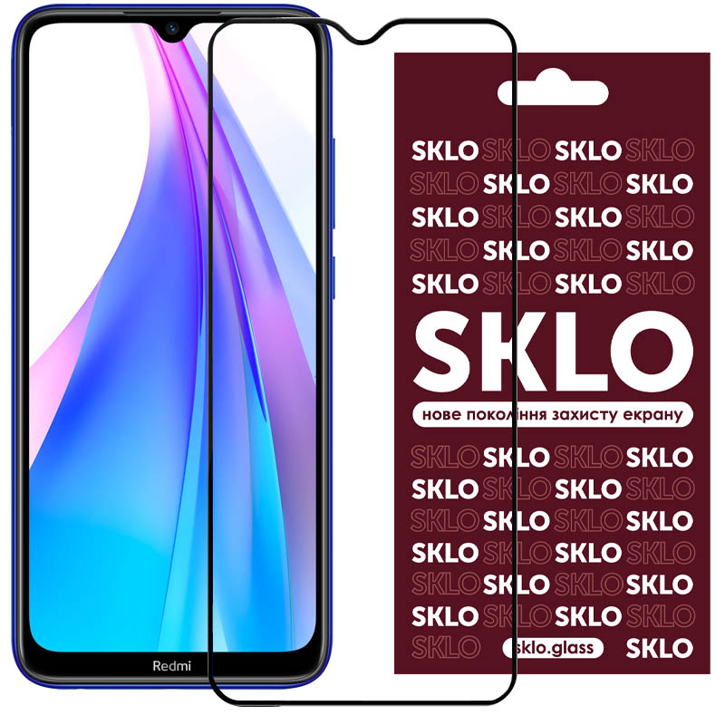 Защитное стекло SKLO 3D (full glue) для Xiaomi Redmi Note 8T (Черный)