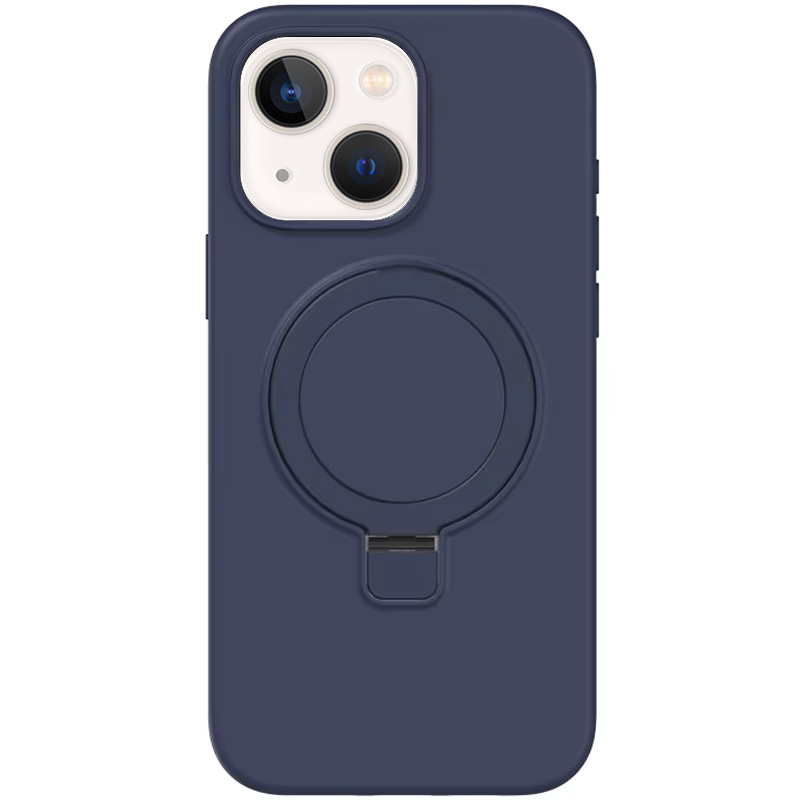 Чехол Silicone Case Full Protective NO LOGO with Ring для Apple iPhone 13 / 14 (6.1") (Dark Blue)