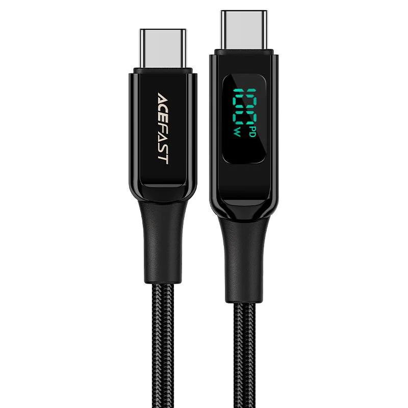 Дата кабель Acefast C6-03 USB-C to USB-C 100W zinc alloy digital display braided (1m) (Black)