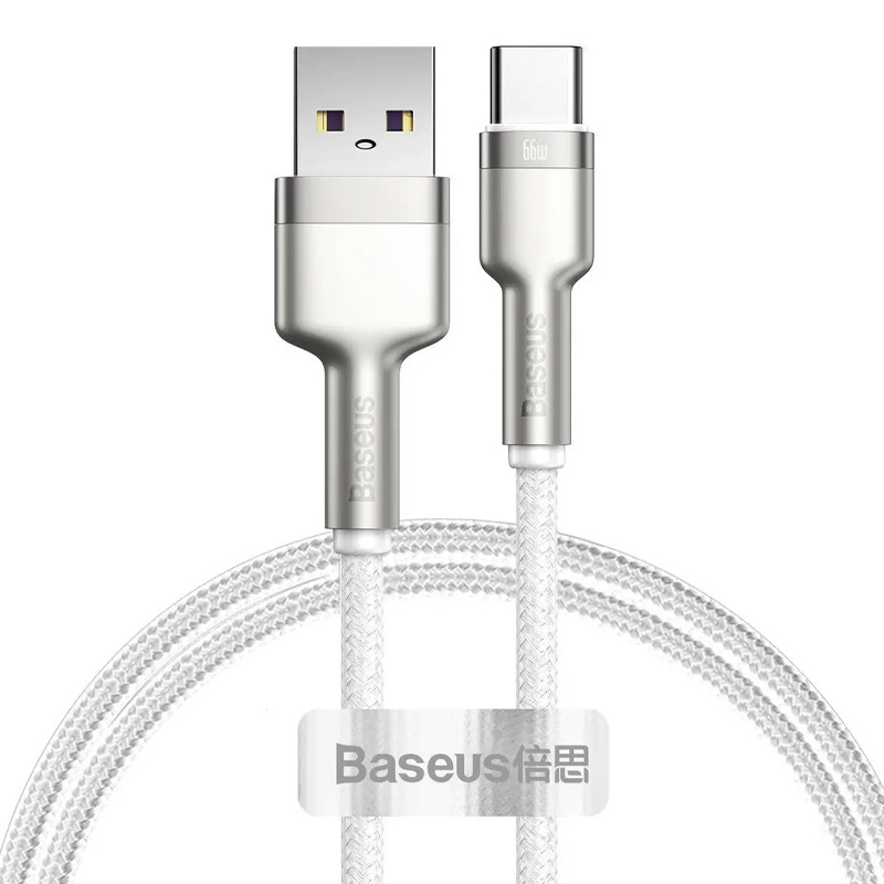 Дата кабель Baseus Cafule Metal Data USB to Type-C 66W (1m) (CAKF00010) (White)