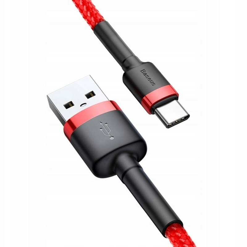 Дата кабель Baseus Cafule Type-C Cable 3A (1m) (Червоний / чорний)