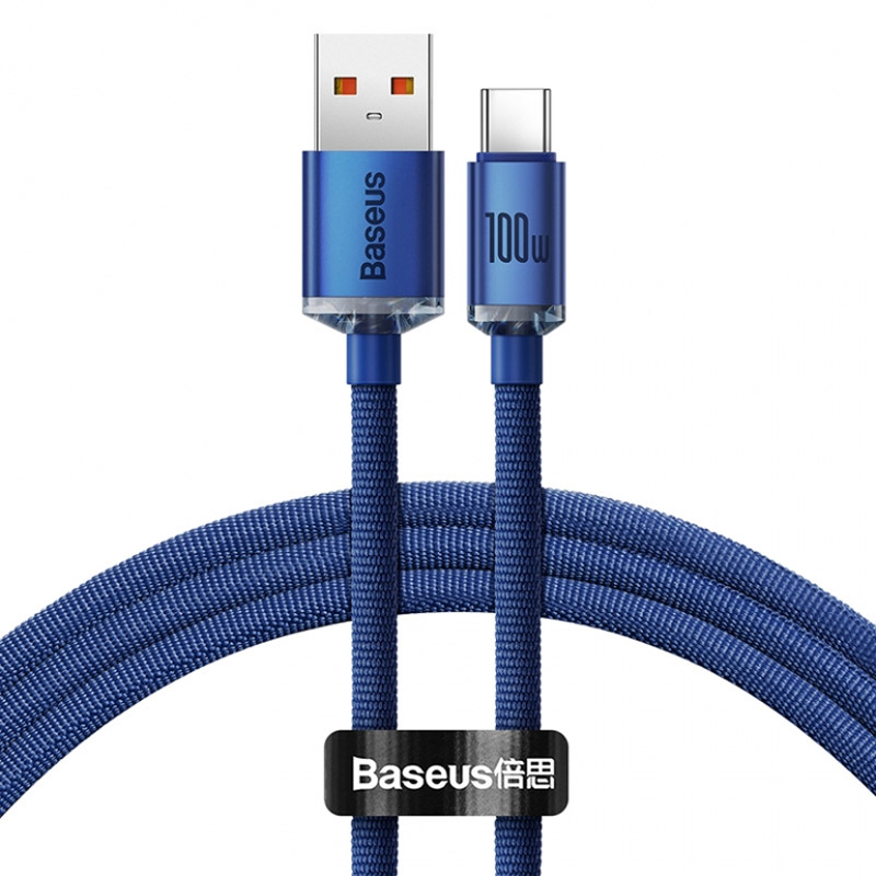 Дата кабель Baseus Crystal Shine Series USB to Type-C 100W (1.2m) (CAJY00040) (Blue)