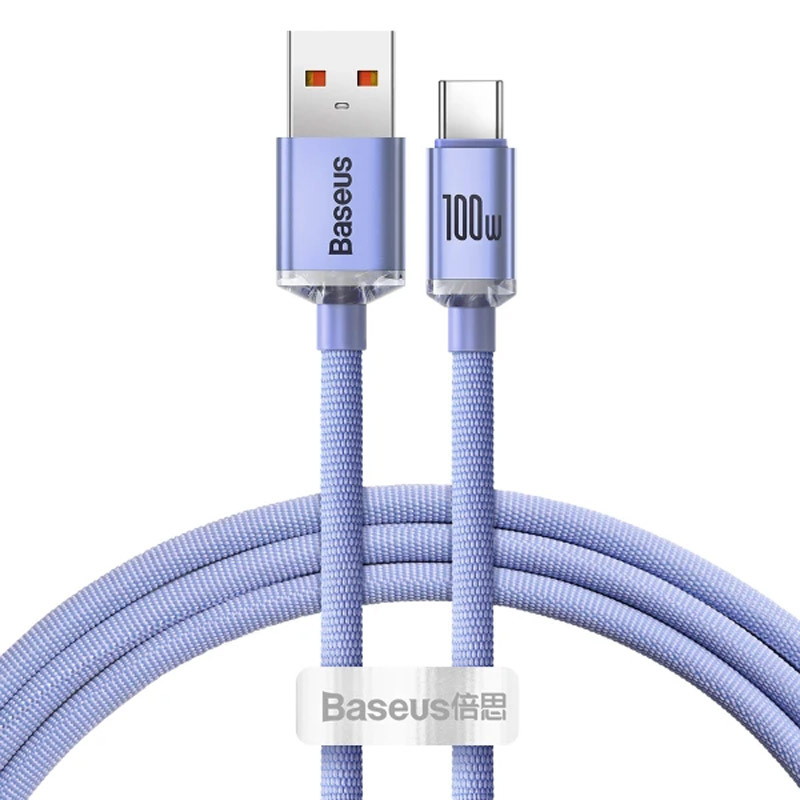 Дата кабель Baseus Crystal Shine Series USB to Type-C 100W (1.2m) (CAJY00040) (Purple)