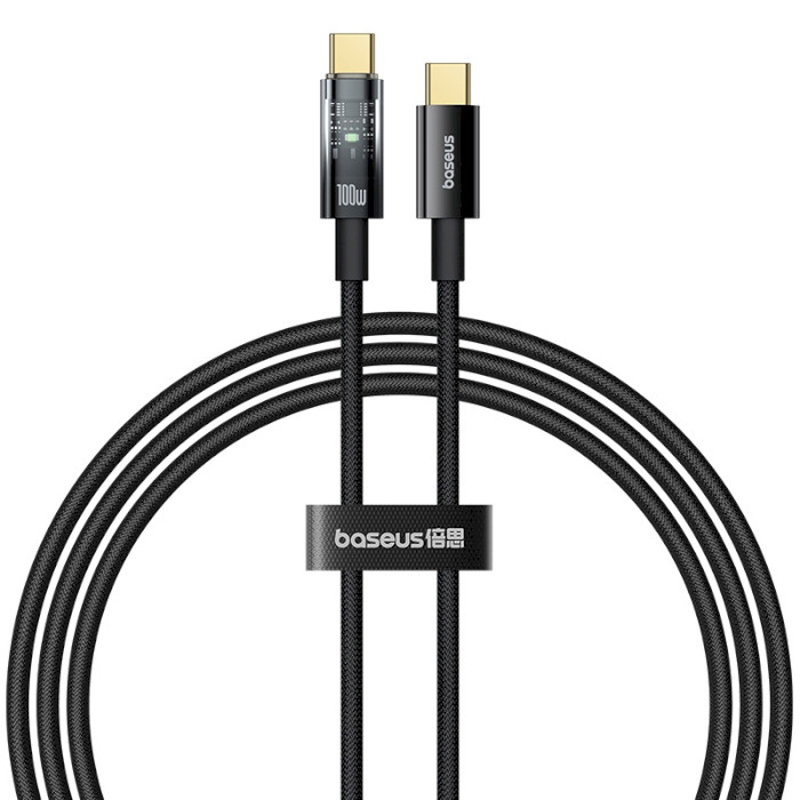 Дата кабель Baseus Explorer with Auto Shutdown Type-C to Type-C 100W (1m) (P103197031) (Cluster Black)