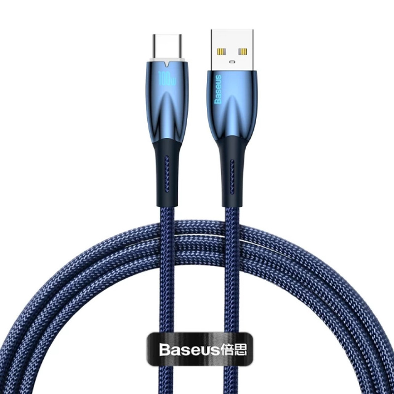 Дата кабель Baseus Glimmer Series Fast Charging Data Cable USB to Type-C 100W 1m (CADH00040) (Blue)