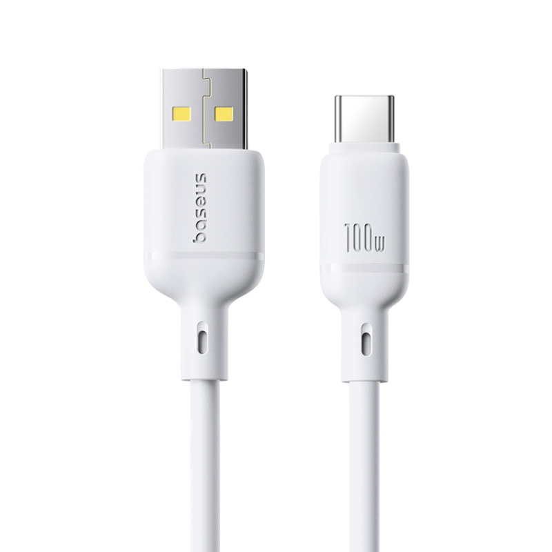 Дата кабель Baseus Silky Series OS Fast Charging USB to Type-C 100W (2m) (P10377703) (Moon White)