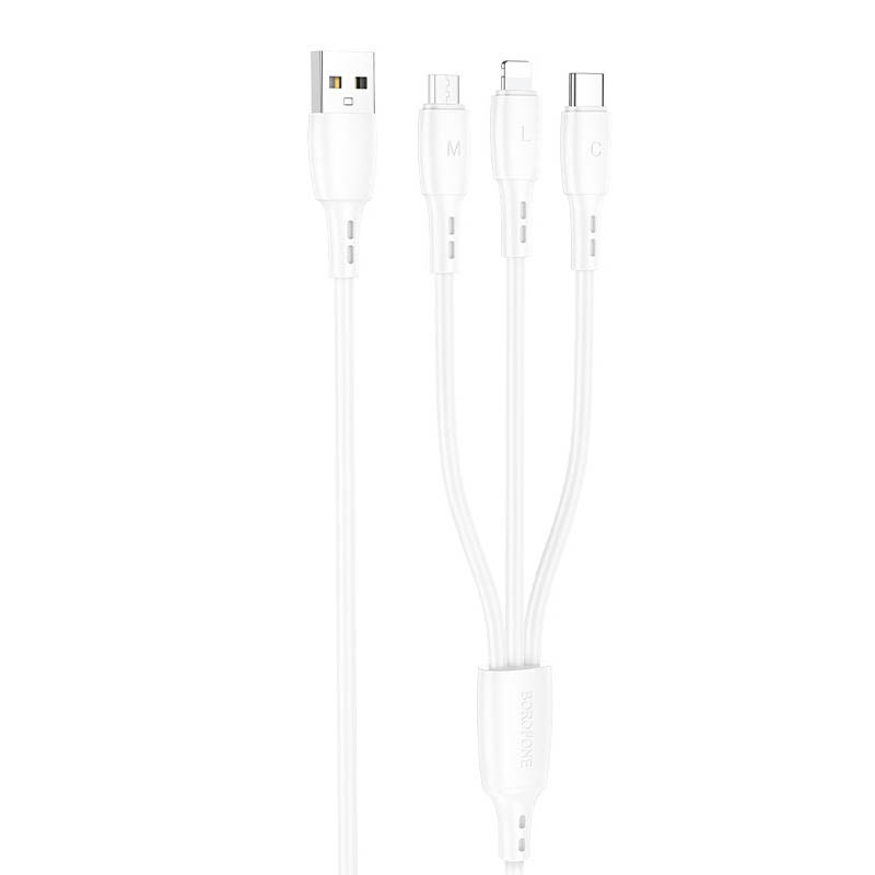 Дата кабель Borofone BX71 USB to 3in1 (1m) (Білий)