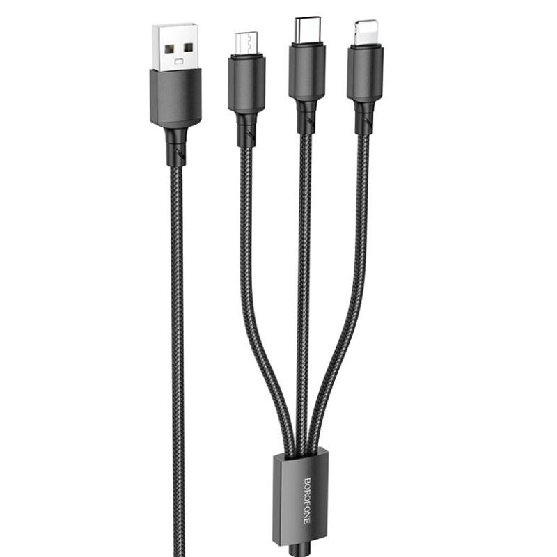 Дата кабель Borofone BX72 USB to 3in1 (1m) (Чорний)