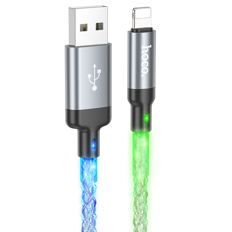 Дата кабель Hoco U112 Shine 2.4A USB to Lightning (1m) (Gray)