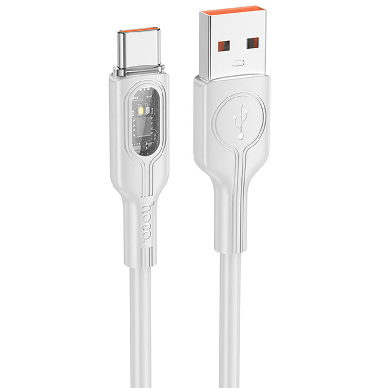 Дата кабель Hoco U120 Transparent explore intelligent power-off USB to Type-C 5A (1.2m) (Gray)