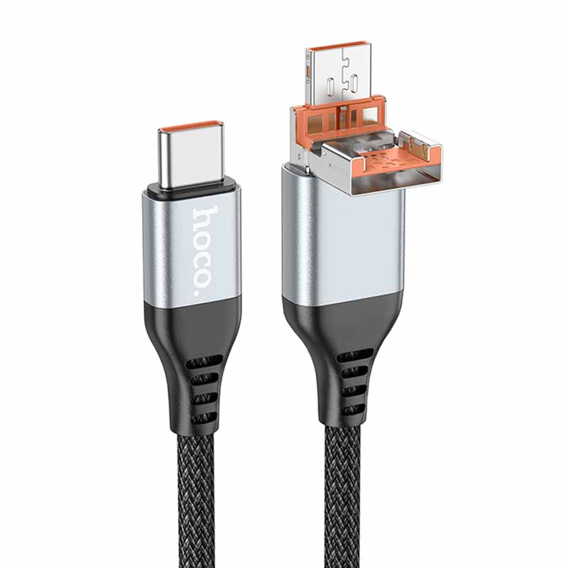 Дата кабель Hoco U128 Viking 2in1 USB/Type-C to Type-C (1m) (Black)
