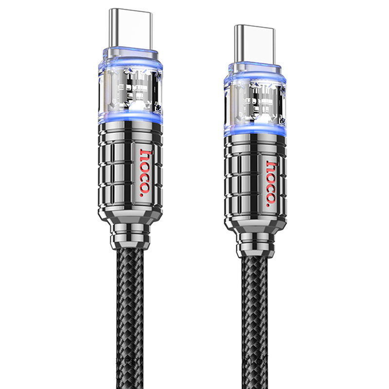 Дата кабель Hoco U122 Lantern Transparent Discovery Edition Type-C to Type-C 60W (1.2m) (Black)