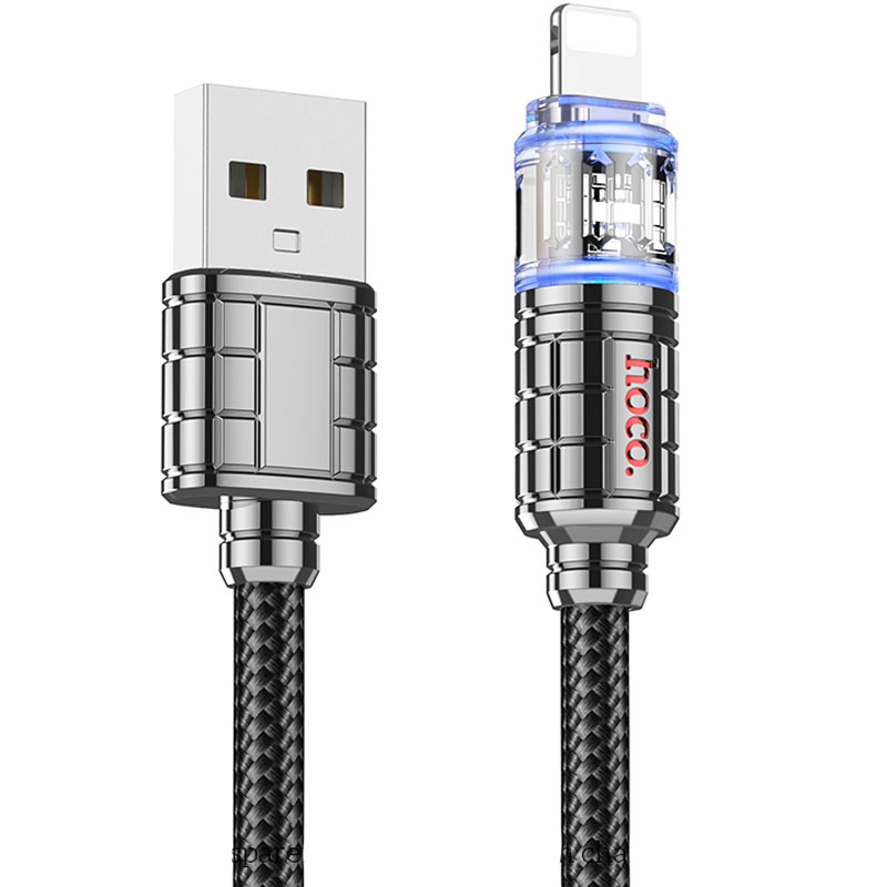 Дата кабель Hoco U122 Lantern Transparent Discovery Edition USB to Lightning (1.2m) (Black)