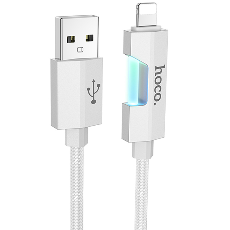Дата кабель Hoco U123 Regent colorful 2.4A USB to Lightning (1.2m) (Gray)