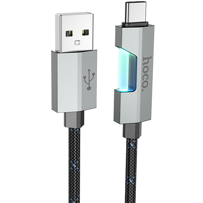 Дата кабель Hoco U123 Regent colorful 3A USB to Type-C (1.2m) (Black)
