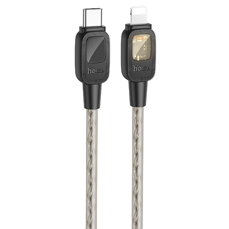 Дата кабель Hoco U124 Stone silicone power-off Type-C to Lightning (1.2m) (Black)