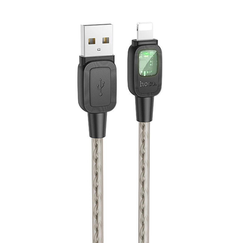 Дата кабель Hoco U124 Stone silicone power-off USB to Lightning (1.2m) (Black)
