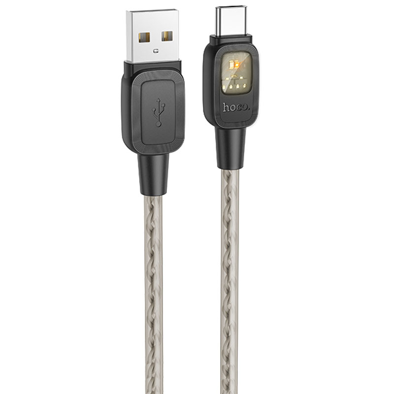 Дата кабель Hoco U124 Stone silicone power-off USB to Type-C (1.2m) (Black)