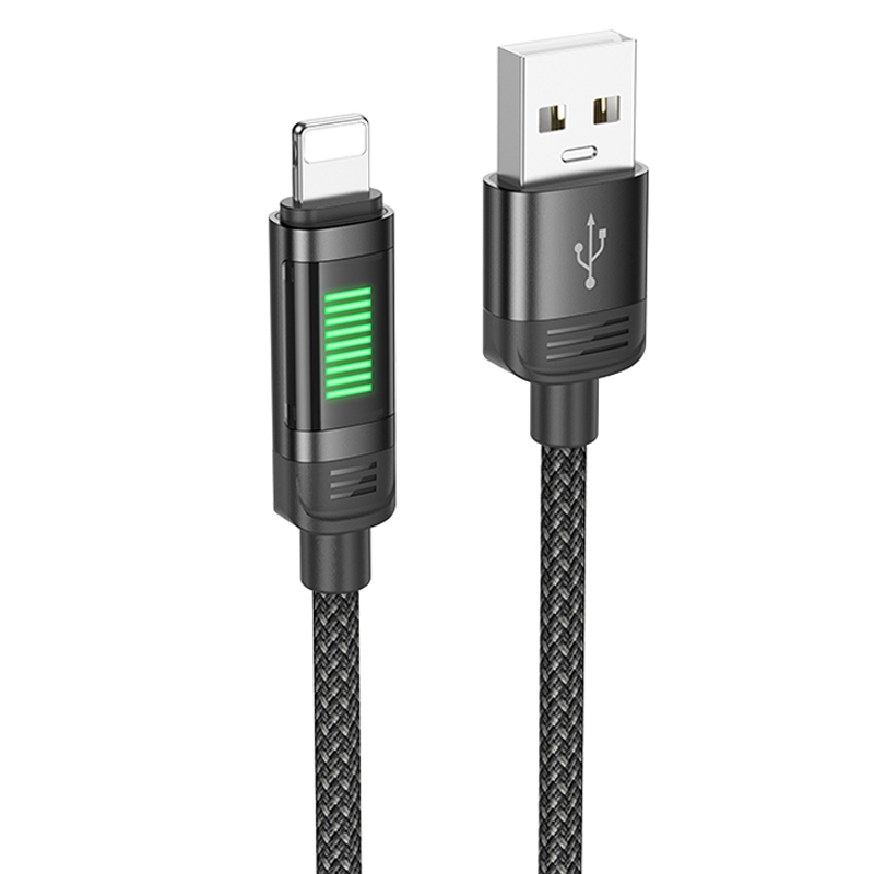 Дата кабель Hoco U126 Lantern 2.4A USB to Lightning (1.2m) (Black)