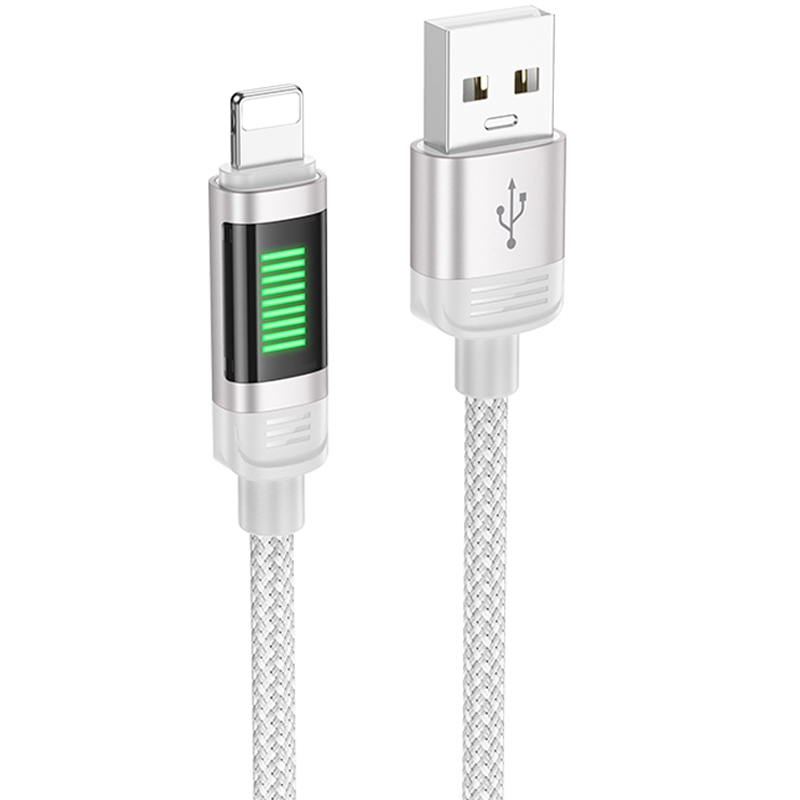 Дата кабель Hoco U126 Lantern 2.4A USB to Lightning (1.2m) (Gray)