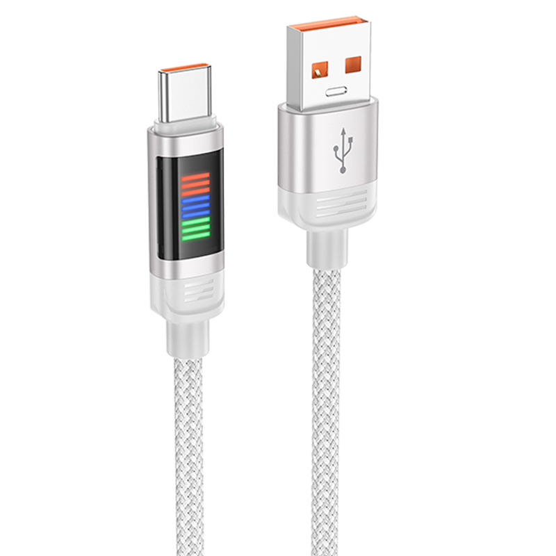 Дата кабель Hoco U126 Lantern 5A USB to Type-C (1.2m) (Gray)