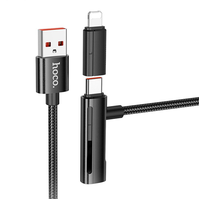 Дата кабель Hoco U135 Incredible 2in1 USB to Lightning/Type-C (1m) (Black)