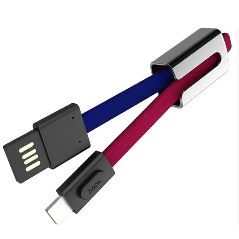 Дата кабель Hoco U36 Mascot USB to Lightning (2.1A) (20см) (Красный / Синий)