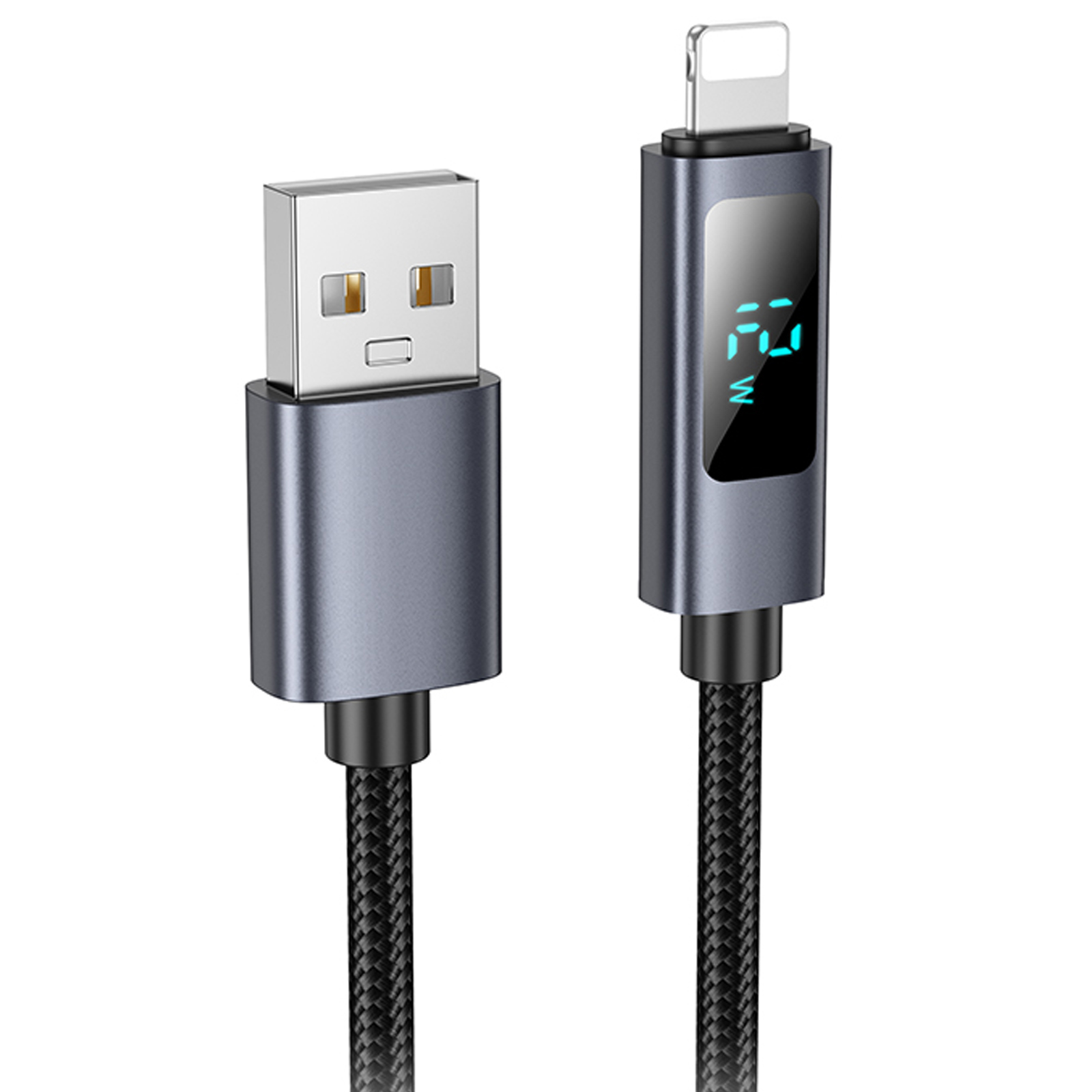 Дата кабель Hoco X112 Favor with display USB to Lightning 2.4A (1m) (Black)