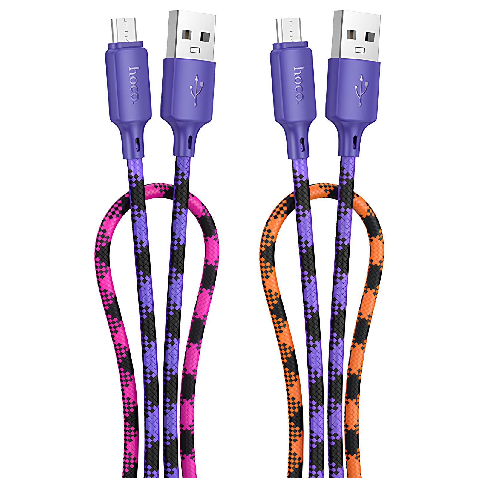 Дата кабель Hoco X116 Meridian USB to MicroUSB 2.4A (1m) (Gradient Purple Mix)